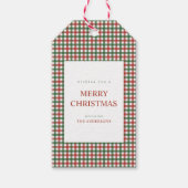 Rood en groen Gingham Kerstmis Cadeaulabel (Voorkant)