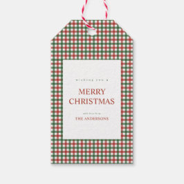 Rood en groen Gingham Kerstmis Cadeaulabel