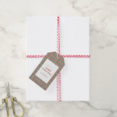 Rood en groen Gingham Kerstmis Cadeaulabel (Met Touw)