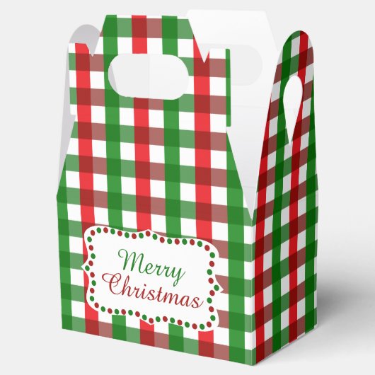 Rood en groen Gingham Pattern Kerstmis Bedankdoosjes (Geopend)