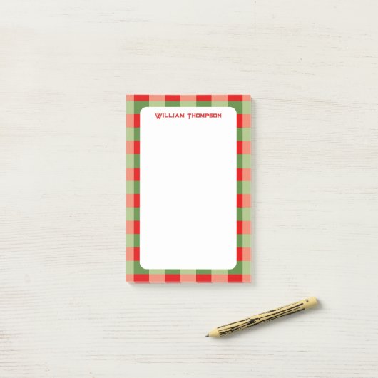 Rood en Groen Gingham Plaid Post-it Notities Post-it® Notes (Op bureau)