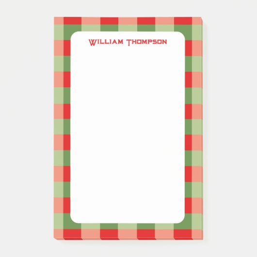 Rood en Groen Gingham Plaid Post-it Notities Post-it® Notes (Voorkant)
