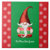 Rood en groen gnome - geen plek zoals gnome tegeltje (Voorkant)