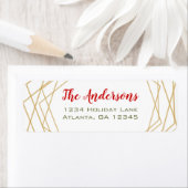 Rood en groen Gold Geometric Kerstfeestdag Etiket (Insitu)
