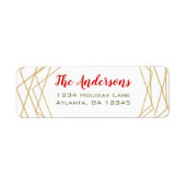 Rood en groen Gold Geometric Kerstfeestdag Etiket (Voorkant)