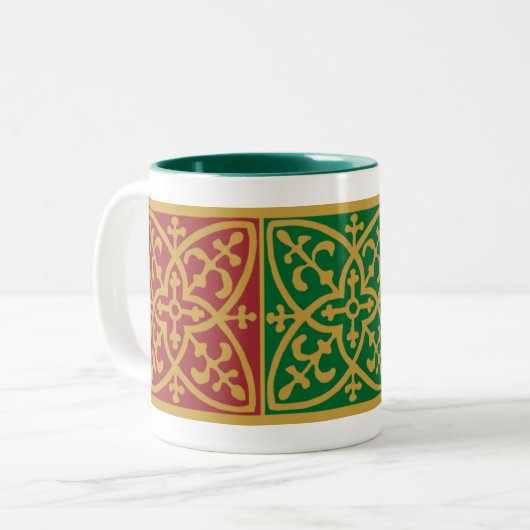 Rood en Groen Gotisch Vakantie Koffie Mok (Voorkant links)