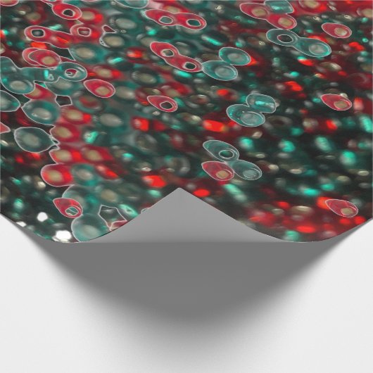 Rood en groen grote kralen cadeaupapier (Hoek)