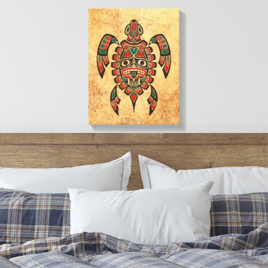 Rood en Groen Haida Spirit Zee Schildpad Canvas Afdruk (Insitu (Slaapkamer))