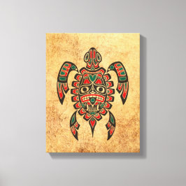  Rood en Groen Haida Spirit Zee Schildpad Canvas Afdruk
