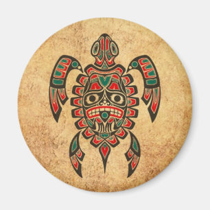 Rood en Groen Haida Spirit Zee Schildpad Magneet