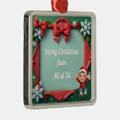 Rood en Groen Happy Holiday Lijst met Bogen Metalen Ornament (Rechts)