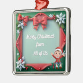 Rood en Groen Happy Holiday Lijst met Bogen Metalen Ornament (Links)