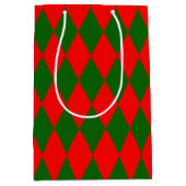 Rood en groen harlekijn geruit ontwerp  medium cadeauzakje (Voorkant)