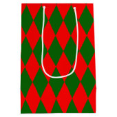 Rood en groen harlekijn geruit ontwerp  medium cadeauzakje (Achterkant)