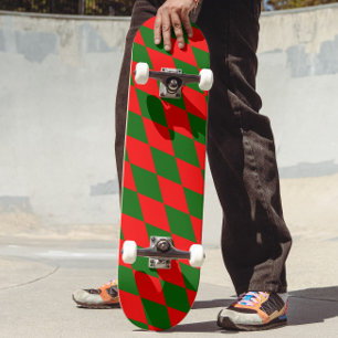 Rood en groen harlekijn geruit ontwerp  persoonlijk skateboard