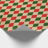 rood en groen Harlequin Patroon Cadeaupapier (Hoek)