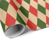 rood en groen Harlequin Patroon Cadeaupapier (Rol Hoek)