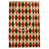  rood en groen Harlequin Patroon Medium Cadeauzakje (Voorkant)