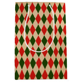 rood en groen Harlequin Patroon Medium Cadeauzakje