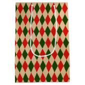  rood en groen Harlequin Patroon Medium Cadeauzakje (Achterkant)