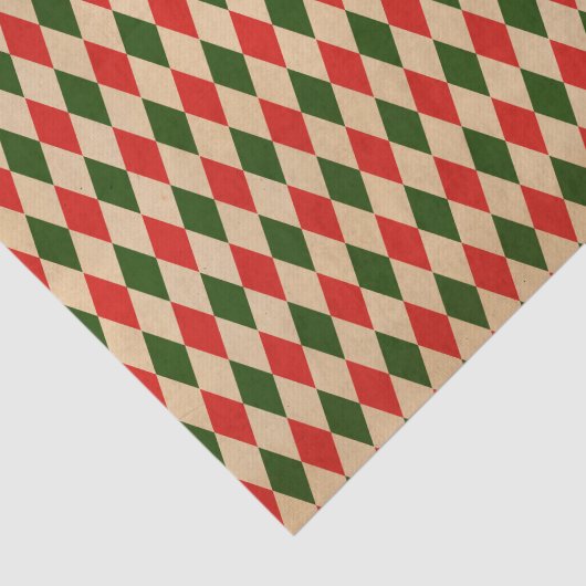rood en groen Harlequin Patroon Tissuepapier (Detail)
