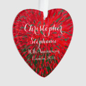 Rood en Groen Hart Jubileum Kerst Acryl Ornament (voorkant)