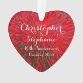 Rood en Groen Hart Jubileum Kerst Acryl Ornament (achterkant)