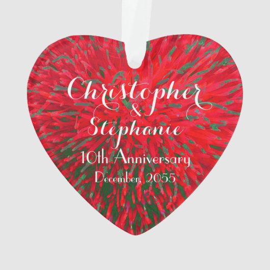 Rood en Groen Hart Jubileum Kerst Acryl Ornament (achterkant)