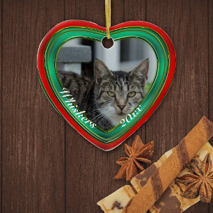 Rood en groen hart op maat gemaakt met foto keramisch ornament