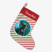 Rood en Groen Hart Poot Prints Pet Foto Kleine Kerstsok (Voorkant (Hangend))