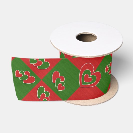 Rood- en Groen Heart-lint Satijnen Lint (Spoel)