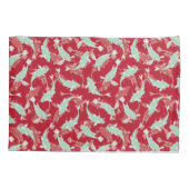 Rood en Groen Herhalend Motief | Koi vispatroon Kussensloop (Achterkant)