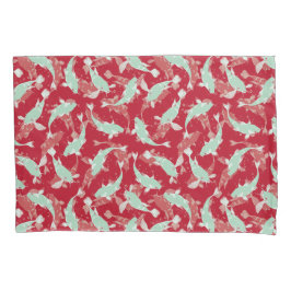 Rood en Groen Herhalend Motief | Koi vispatroon Kussensloop