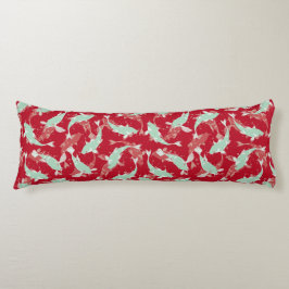 Rood en Groen Herhalend Motief | Koi vispatroon Lichaamskussen