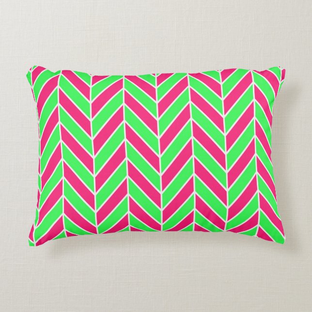 Rood en groen herringbone decoratief kussen (Voorkant)