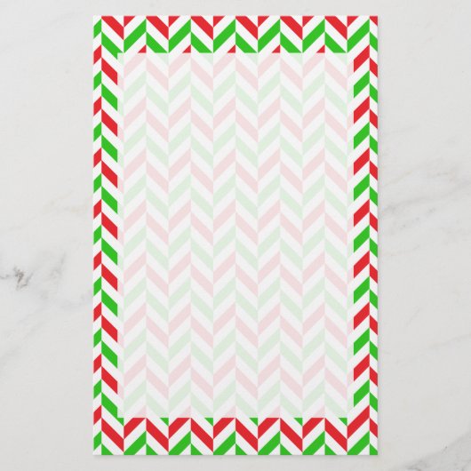 Rood en groen herringbone Pattern Kerstmis Briefpapier (Voorkant)