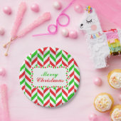 Rood en groen herringbone Pattern Kerstmis Papieren Bordje (Feest)