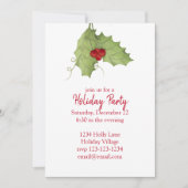 Rood en Groen Holly Berries Vakantie Party Kaart (Voorkant)