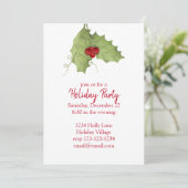 Rood en Groen Holly Berries Vakantie Party Kaart (Staand voorkant)