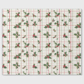 Rood en groen Holly Cadeaupapier (Vlak)