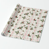 Rood en groen Holly Cadeaupapier (Uitgerold)