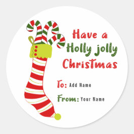 Rood en Groen Holly Jolly Christmas Gift Label