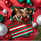Rood en Groen 'Holly & Jolly' Kerstfoto Feestdagenkaart