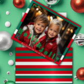 Rood en Groen 'Holly & Jolly' Kerstfoto Feestdagenkaart