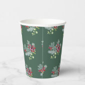 Rood en groen | Holly kerstblad Botanical Papieren Bekers (Rechts)