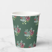 Rood en groen | Holly kerstblad Botanical Papieren Bekers (Voorkant)