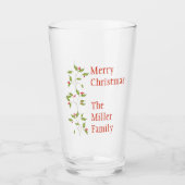 Rood en Groen Holly Merry Christmas Custom Glas (Voorkant)
