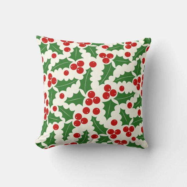 Rood en groen holly met kerst kussen (Voorkant)