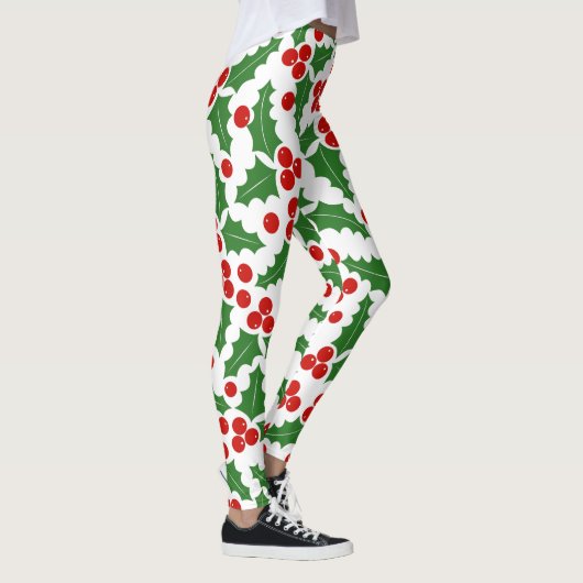 Rood en groen holly met kerst leggings (Rechts)
