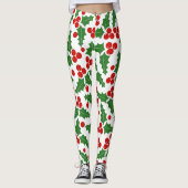 Rood en groen holly met kerst leggings (Voorkant)
